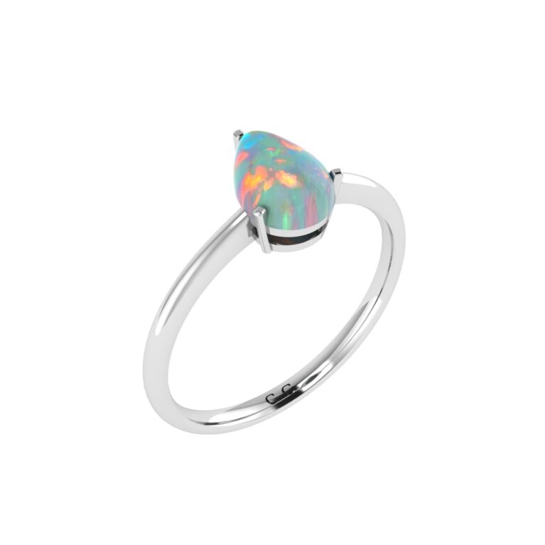 Minimalist Pear Opal Ring in 18K White Gold (1.65ct)