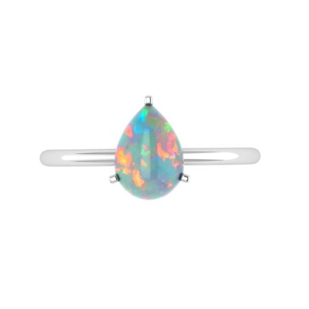 Minimalist Pear Opal Ring in 18K White Gold (1.65ct)