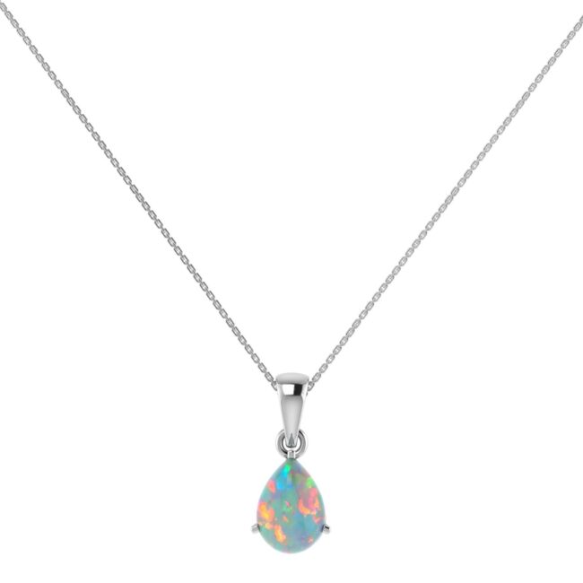 Minimalist Pear Opal Pendant in 18K White Gold (1.65ct)