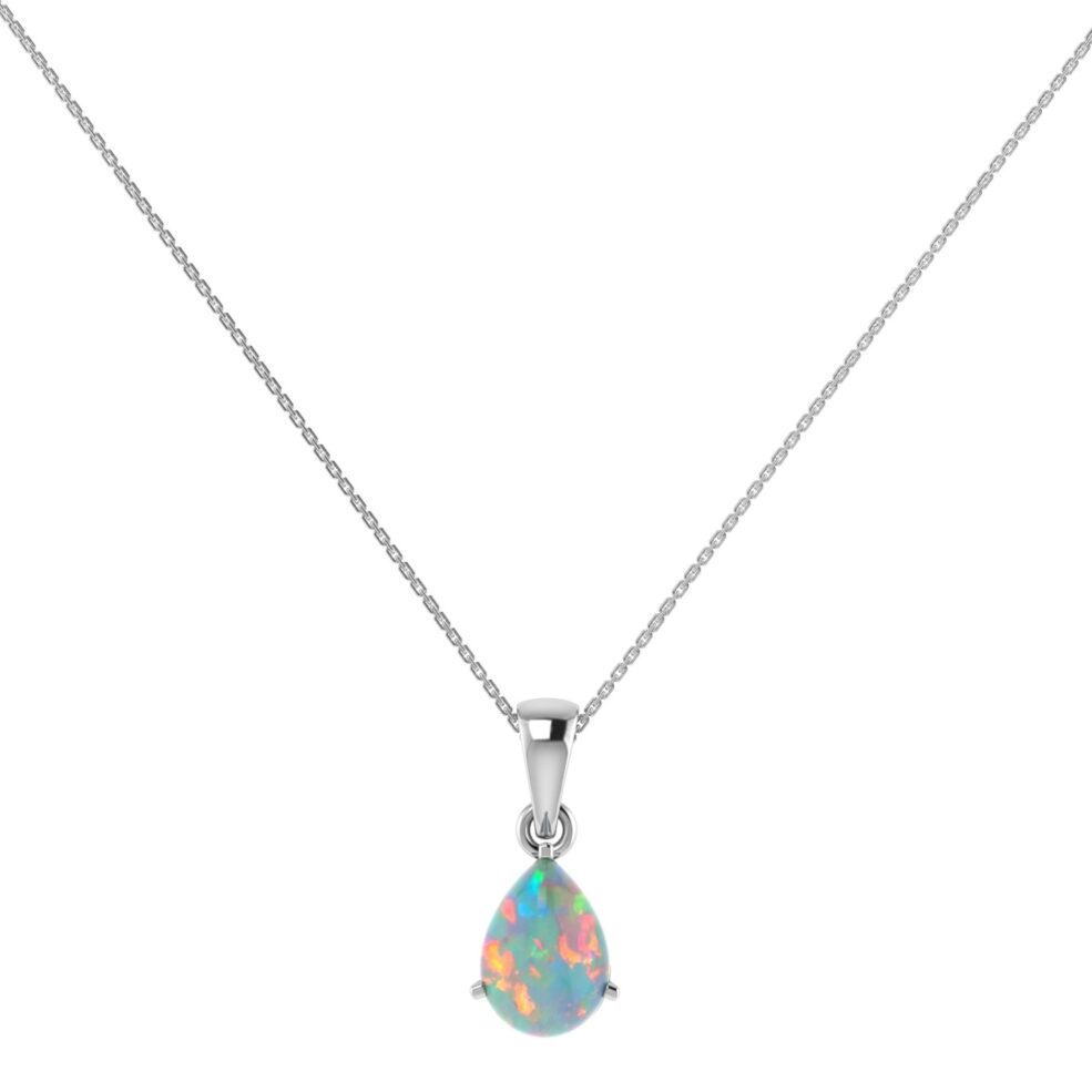 Minimalist Pear Opal Pendant in 18K White Gold (1.65ct)