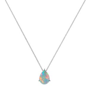 Minimalist Pear Opal Necklace in 18K White Gold (1.65ct)