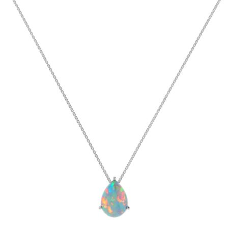 Minimalist Pear Opal Necklace in 18K White Gold (1.65ct)