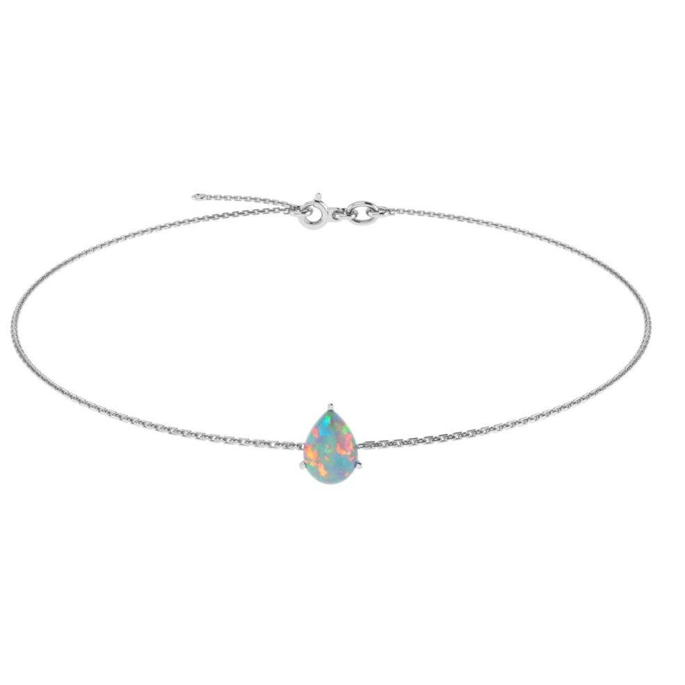 Minimalist Pear Opal Bracelet in 18K White Gold (1.65ct)