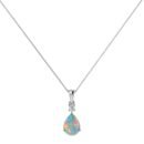 Minimalist Pear Opal and Sparkling Diamond Pendant in 18K White Gold (1.65ct)
