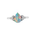 Minimalist Pear Opal and Sparkling Diamond Ring in 18K White Gold (1.65ct)