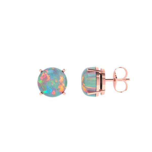 Celestial Glow Round Opal Earrings in 18k Gold