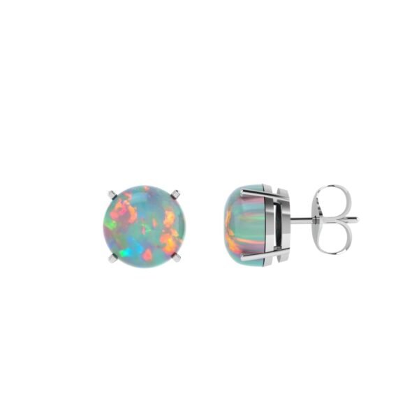 Celestial Glow Round Opal Earrings in 18k Gold