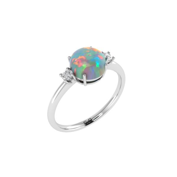Diamond Accent Opal Brilliance Ring in 18K Gold