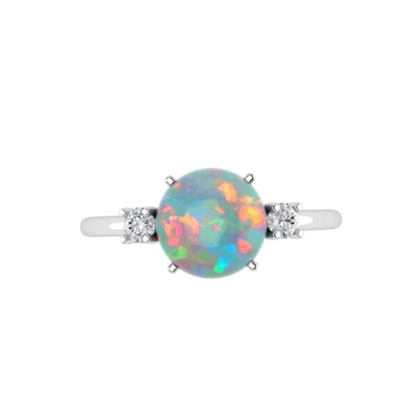 Diamond Accent Opal Brilliance Ring in 18K Gold