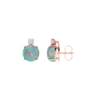 Opulent Opal Brilliance with Single Diamond Accents Earrings in 18k Gold