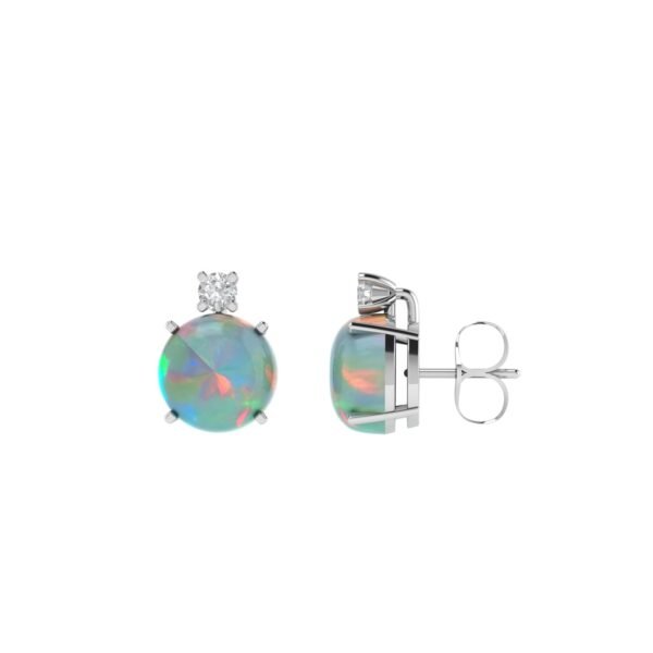 Opulent Opal Brilliance with Single Diamond Accents Earrings in 18k Gold