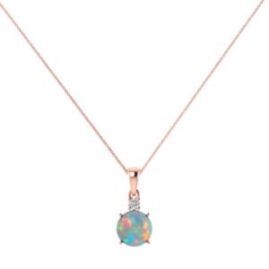 Diamond Halo Opal Pendant in 18K Gold