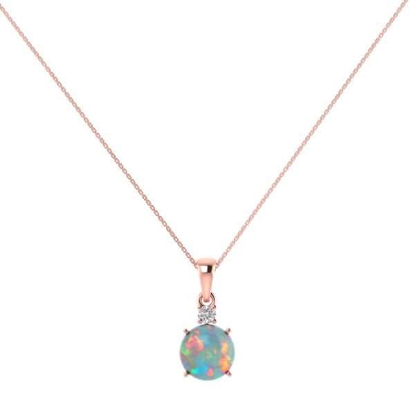 Diamond Halo Opal Pendant in 18K Gold