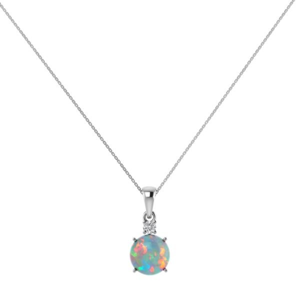 Diamond Halo Opal Pendant in 18K Gold