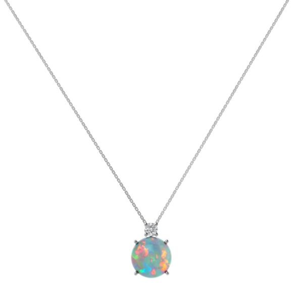 Diamond Crest Opal Necklace in 18k Gold