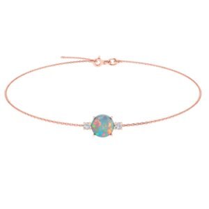 Diamond Halo Opulent Opal Bracelet in 18k Gold