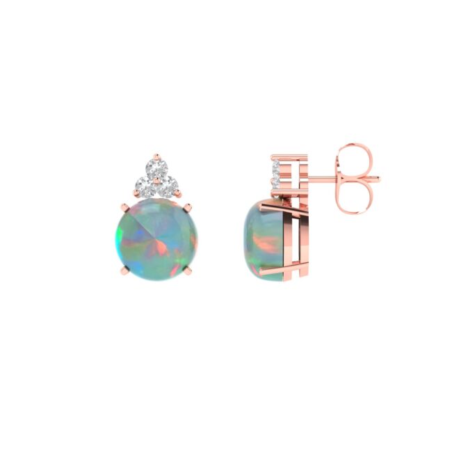 Tri-Diamond Opal Cascade Earrings in 18k Gold