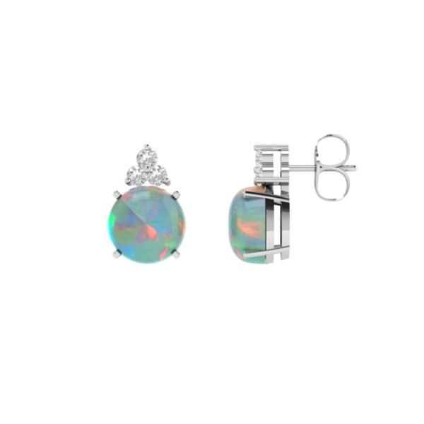 Tri-Diamond Opal Cascade Earrings in 18k Gold