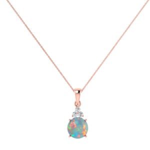 Trilogy Brilliance Opal Pendant in 18K Gold