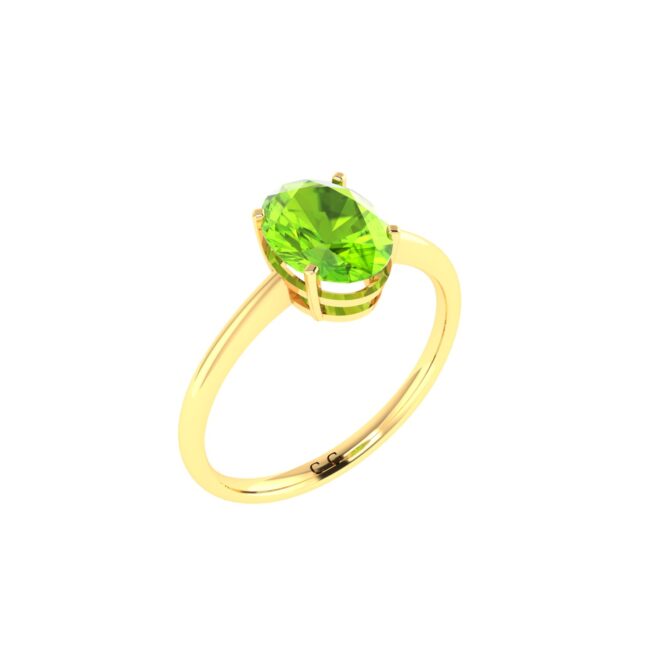 Minimalist Oval Peridot Ring in 18K Yellow Gold (2.25ct)