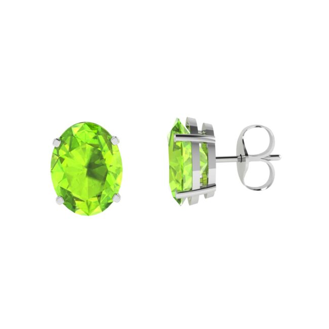 Minimalist Oval Peridot Earrings in 18K White Gold (4.5ct)