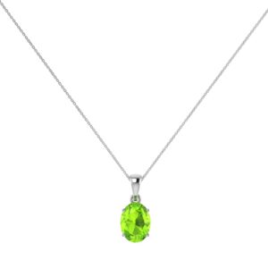 Minimalist Oval Peridot Pendant in 18K White Gold (2.25ct)