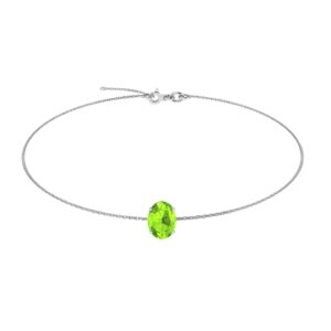 Minimalist Oval Peridot Bracelet in 18K White Gold (2.25ct)