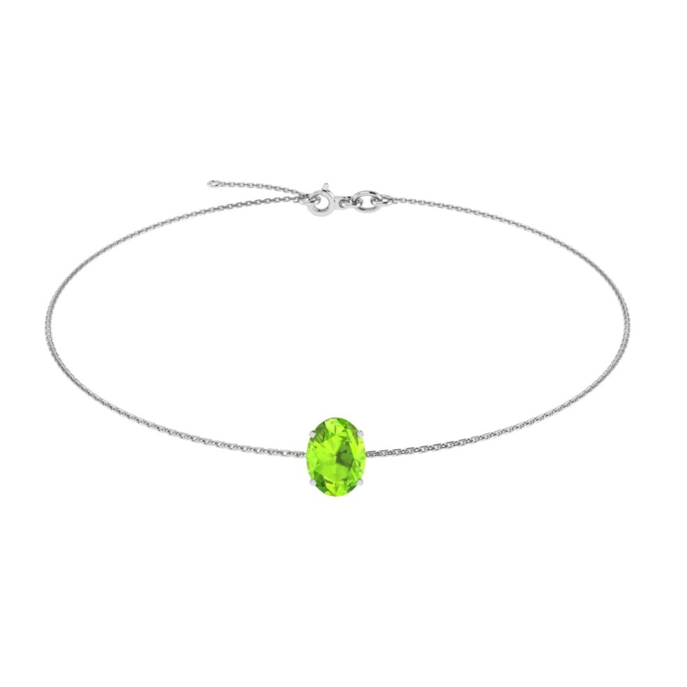 Minimalist Oval Peridot Bracelet in 18K White Gold (2.25ct)