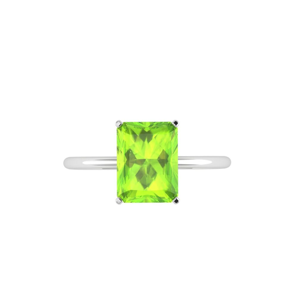 Minimalist Emerald-Cut Peridot Ring in 18K White Gold (2.25ct)