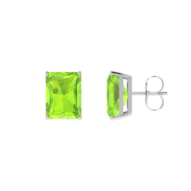 Minimalist Emerald-Cut Peridot Earrings in 18K White Gold (4.5ct)