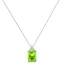 Trio Minimalist Emerald-Cut Peridot Necklace with Elegant Diamond Side Accents in 18K White Gold (2.25ct)
