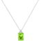 Trio Minimalist Emerald-Cut Peridot Necklace with Elegant Diamond Side Accents in 18K White Gold (2.25ct)