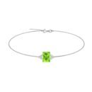 Trio Minimalist Emerald-Cut Peridot Bracelet with Elegant Diamond Side Accents in 18K White Gold (2.25ct)