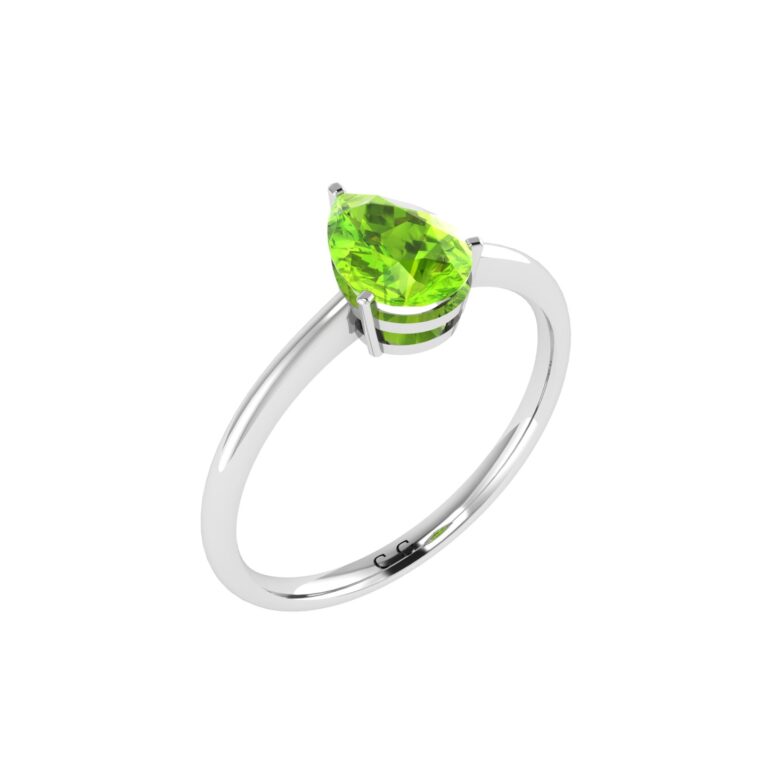 Minimalist Pear Peridot Ring in 18K White Gold (2.25ct)