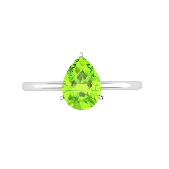 Minimalist Pear Peridot Ring in 18K White Gold (2.25ct)