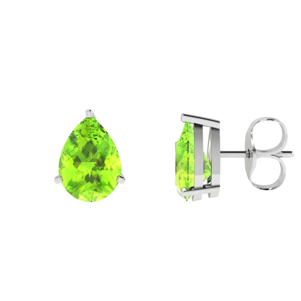 Minimalist Pear Peridot Earrings in 18K White Gold (4.5ct)