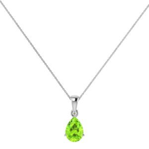 Minimalist Pear Peridot Pendant in 18K White Gold (2.25ct)