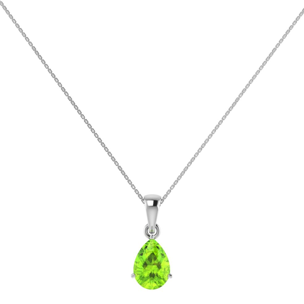 Minimalist Pear Peridot Pendant in 18K White Gold (2.25ct)