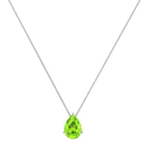 Minimalist Pear Peridot Necklace in 18K White Gold (2.25ct)