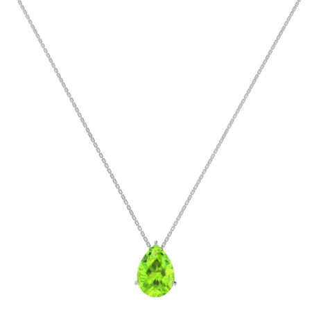 Minimalist Pear Peridot Necklace in 18K White Gold (2.25ct)