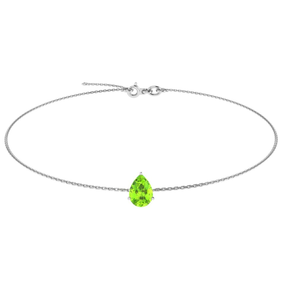 Minimalist Pear Peridot Bracelet in 18K White Gold (2.25ct)