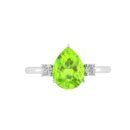 Minimalist Pear Peridot and Sparkling Diamond Ring in 18K White Gold (2.25ct)
