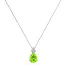 Minimalist Pear Peridot and Sparkling Diamond Necklace in 18K White Gold (2.25ct)