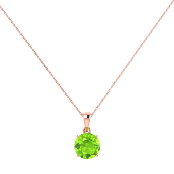Radiant Green Round Peridot Pendant in 18K Gold