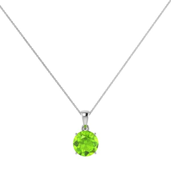Radiant Green Round Peridot Pendant in 18K Gold