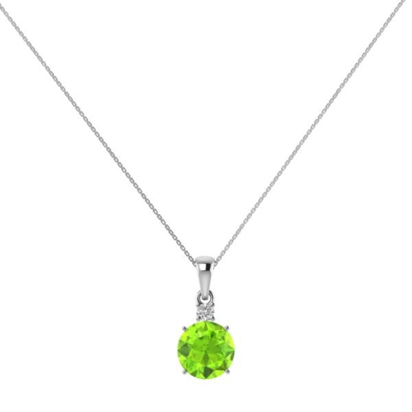 Diamond Embrace Round Peridot Pendant in 18K Gold