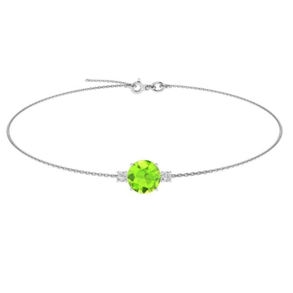 Diamond Halo Emerald Essence Peridot Bracelet in 18k Gold