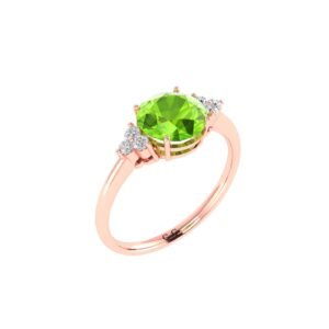Triple Diamond Peridot Splendor Ring in 18K Gold