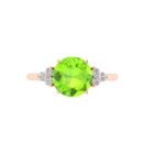 Triple Diamond Peridot Splendor Ring in 18K Gold