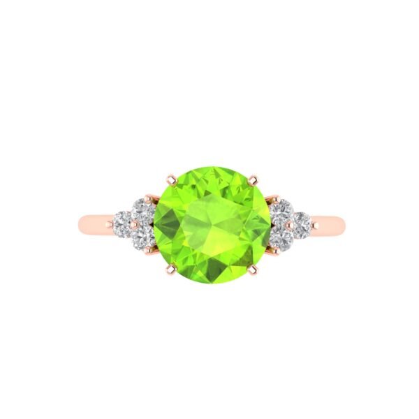 Triple Diamond Peridot Splendor Ring in 18K Gold